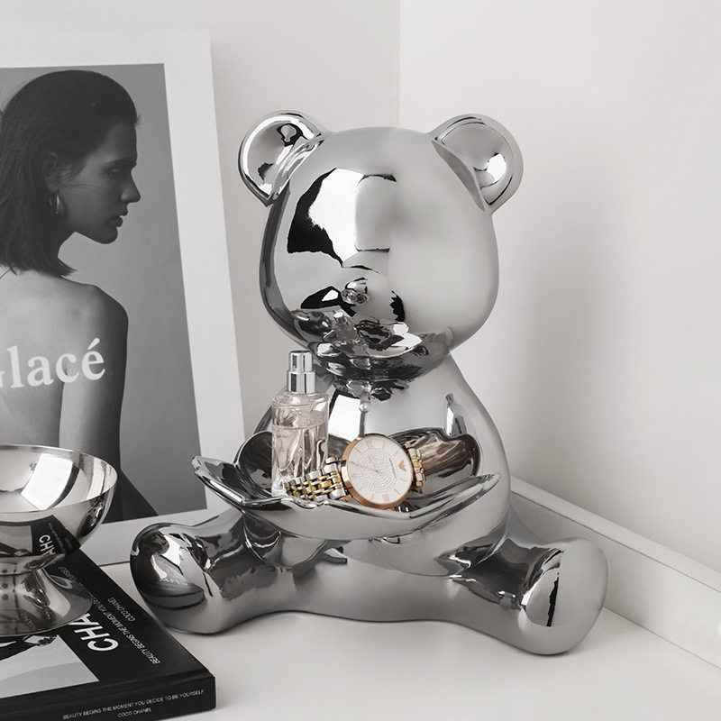 暴力熊果盘客厅茶几家用糖果盘前台摆放零食盘美容院点心装饰摆件