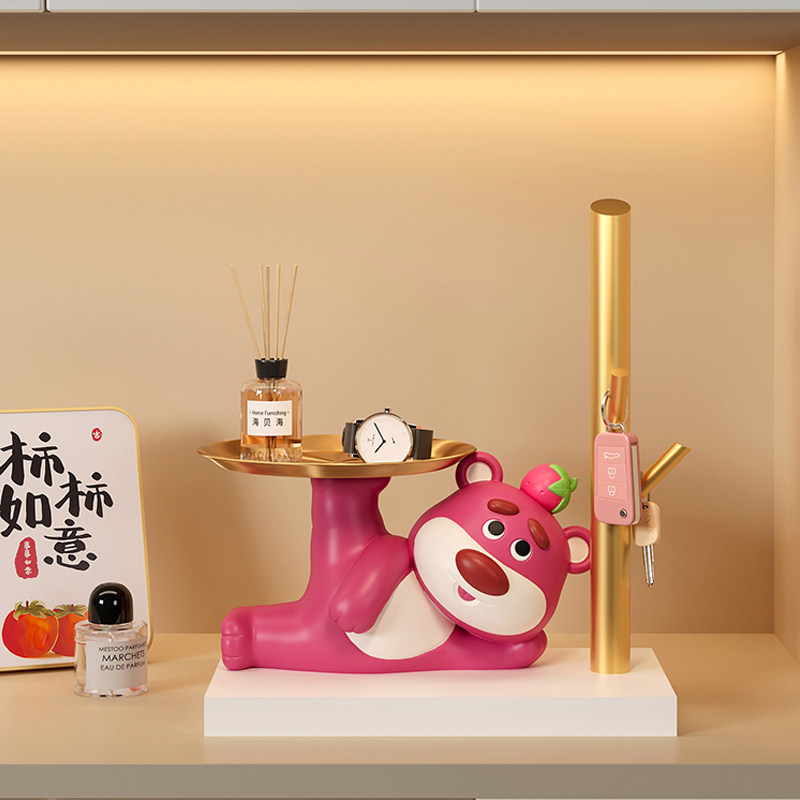 草莓熊玄关钥匙收纳摆件入户门口鞋柜客厅家居装饰品乔迁新居送礼,家居饰品,装饰摆件,淘宝优惠券,粉丝福利购,淘宝优惠卷