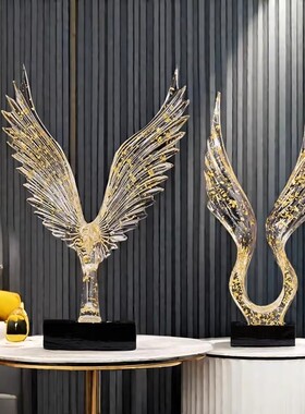 轻奢天使翅膀博古架酒柜摆件