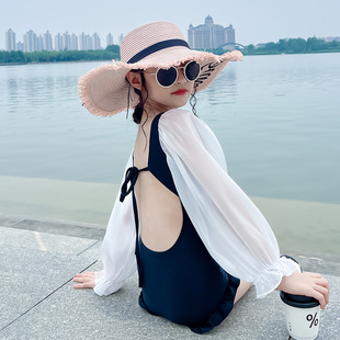 女童泳衣防晒专业训练服2026新款 中大童儿童小女孩连体温泉游泳衣