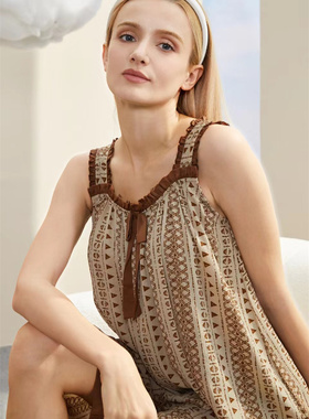 芬腾睡衣夏季女士背心袖五分裤星星纱系列轻薄舒适家居服套420198