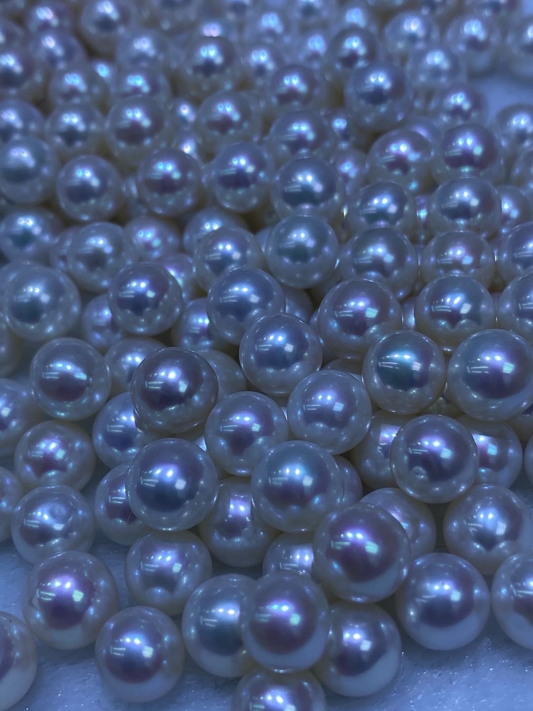 水之泪新天然淡水ak珍珠有核半孔裸珠7-8mm圆形强光微瑕颗粒散diy