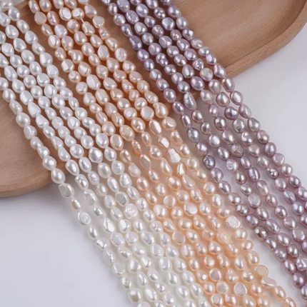 水之泪天然淡水无核珍珠项链半成品6-7-8-9mm两面光竖孔巴洛克diy