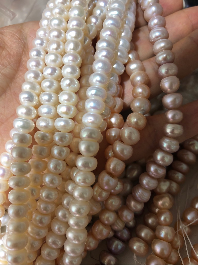 水之泪面包型扁圆微暇天然珍珠