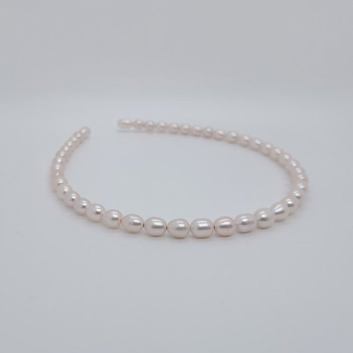 水之泪天然淡水珍珠头饰7-8mm发箍圈米形有瑕螺纹仙女森系公主风