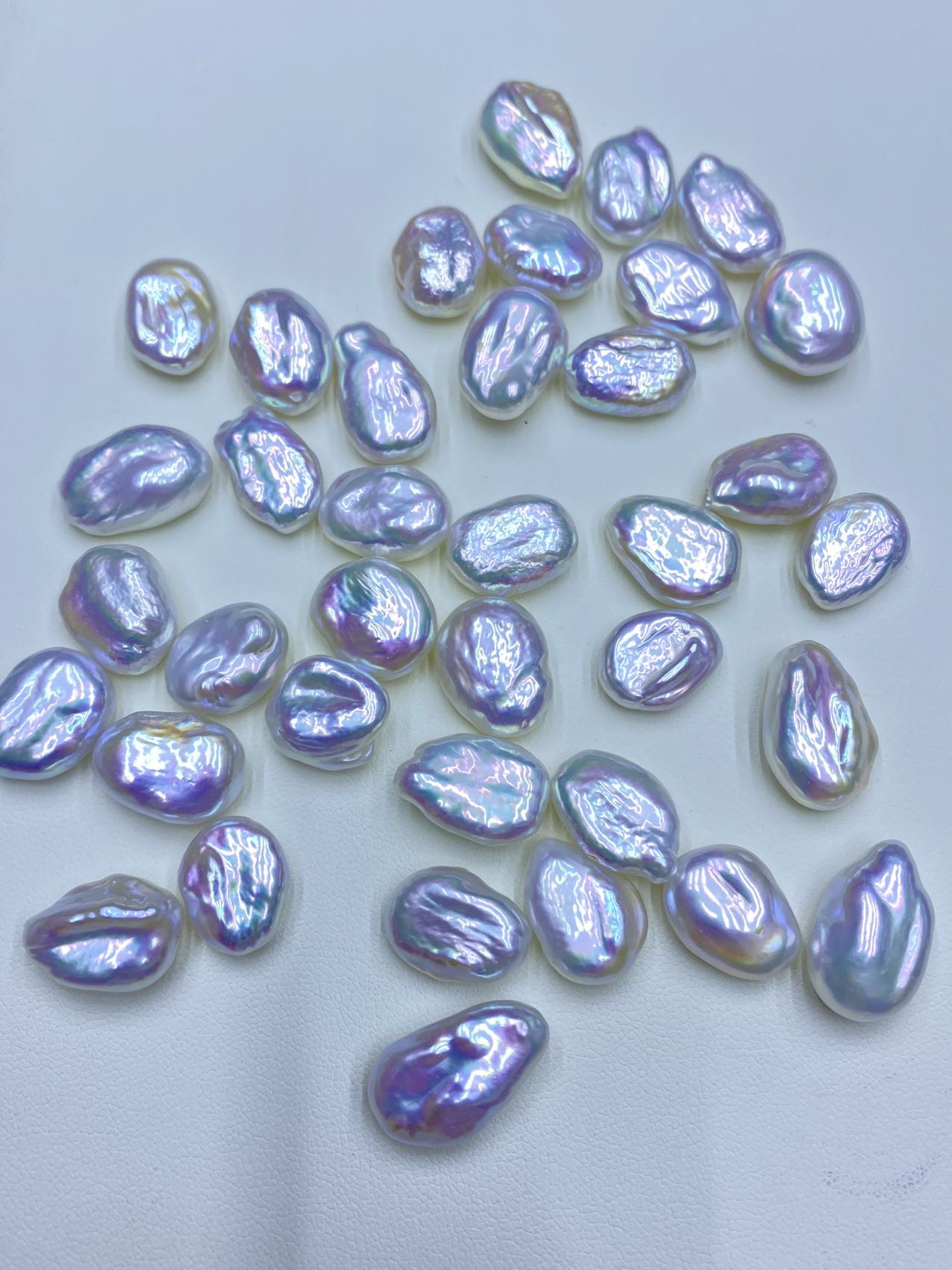 水之泪天然淡水珍珠再生珠巴洛克炫彩极光散10-12mm异形diy半成品