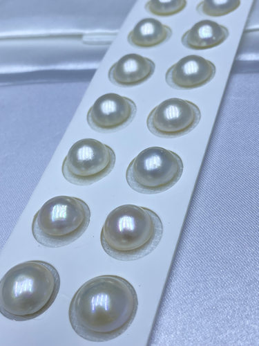 水之泪天然海水马贝珍珠12-13mm配对散不打孔微瑕耳钉戒指裸珠diy