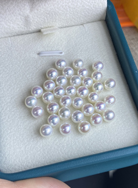 水之泪天然淡水珍珠颗粒diy散半孔近正圆无瑕极光镜面天女粉5-6mm