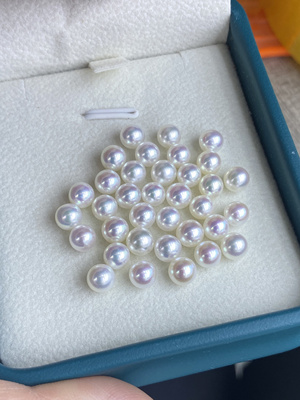 水之泪天然淡水珍珠颗粒diy散半孔近正圆无瑕极光镜面天女粉5-6mm