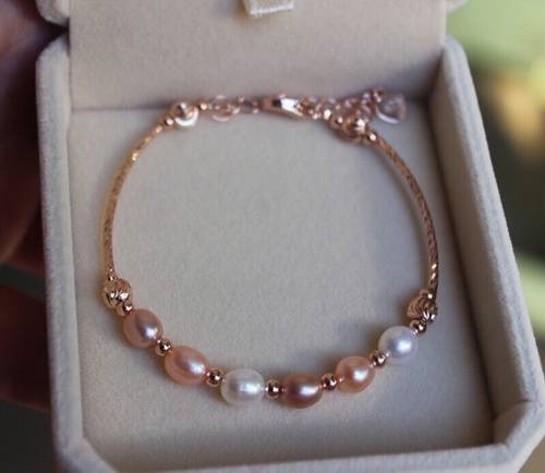 天然淡水珍珠手链水滴手饰女生