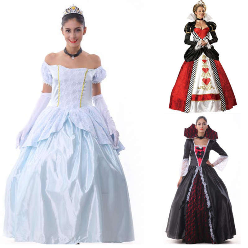 COS女王服 万圣节王后裙女巫装红桃皇后服装爱丽丝 红心皇后服装