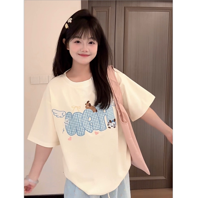 短袖可爱风薄款刺绣男女T恤