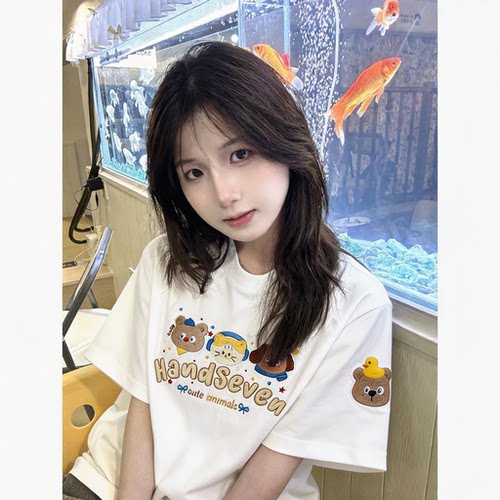 HandSeven短袖美式男女刺绣T恤