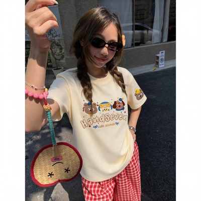 短袖美式常规刺绣男女T恤