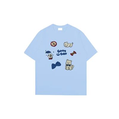 短袖韩版可爱常规小狗毛巾绣涤纶