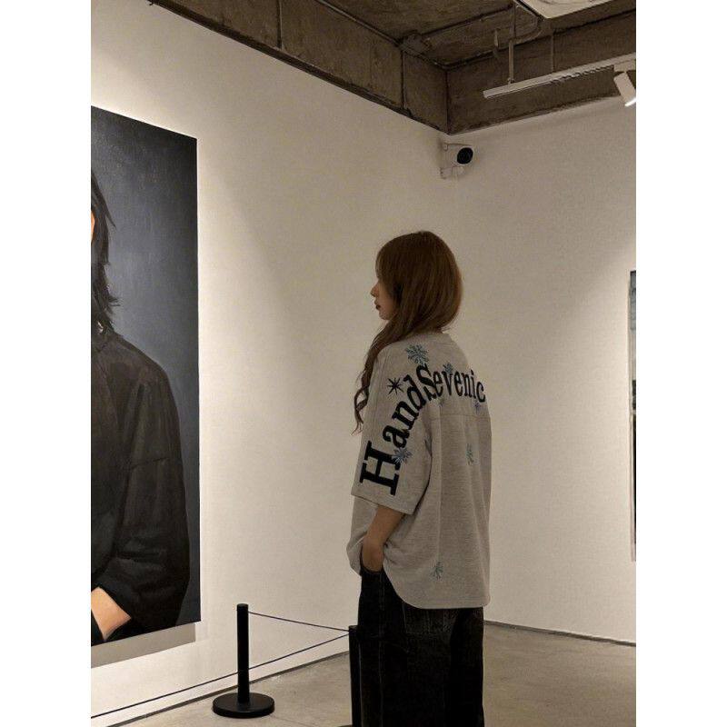 HandSeven短袖美式男女刺绣T恤