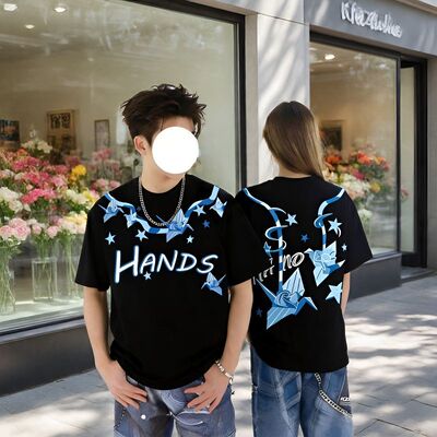 HandSeven短袖美式男女刺绣T恤