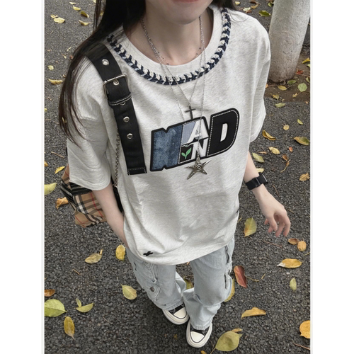 HandSeven贴布刺绣字母半袖短袖