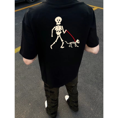 HANDSEVEN短袖美式复古男女骷髅