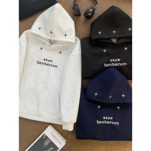 HandSeven美式重磅刺绣连帽卫衣