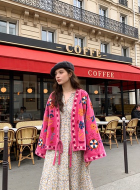 夏萨珑！印度进口法式小众26秋冬suzani刺绣天鹅绒夹克高密度外套