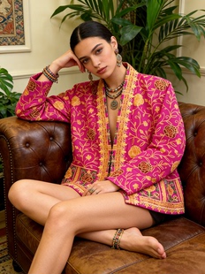 不周山物！法式小众秋冬克什米尔手工水煮羊毛异域风情外套春上新