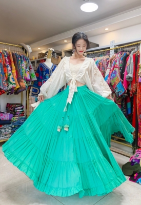 【南法庄园】夏萨珑！清迈棉裙植物染色度假风田园夏2026半身裙新