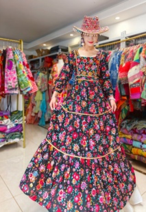 夏萨珑 波西米亚风东南亚复古民族风海边度假钉珠仙女连衣裙 法式