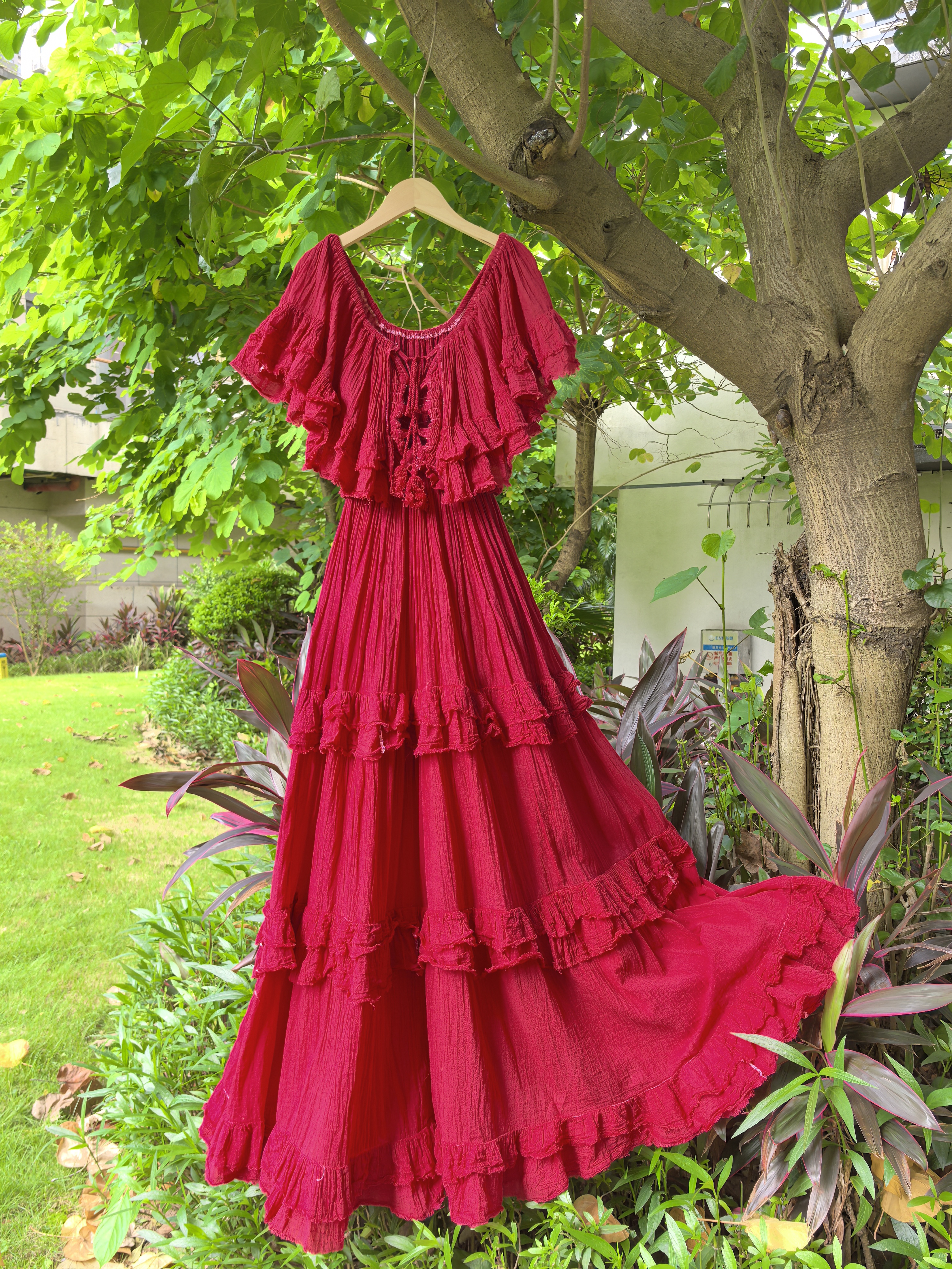 ｛胶片风格｝！泰国曼谷Thaidyes家高品质生态棉旅拍仙女重工红裙