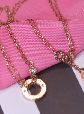 游泳健身免摘一钻双层钛钢锁骨链