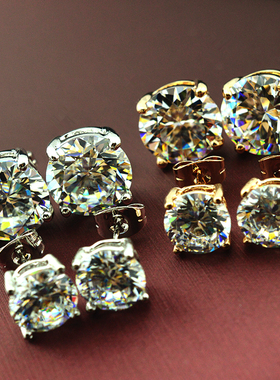 大米熊家】意大利高品质奢华闪耀五克拉超大超闪锆石耳钉