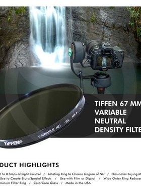 美国天芬Tiffen圆形可调ND减光滤镜VND相机镜头中灰密度镜77 82mm