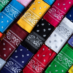 纯棉腰果花头巾男女街头美式街舞嘻哈hiphop复古儿童方巾发带领巾