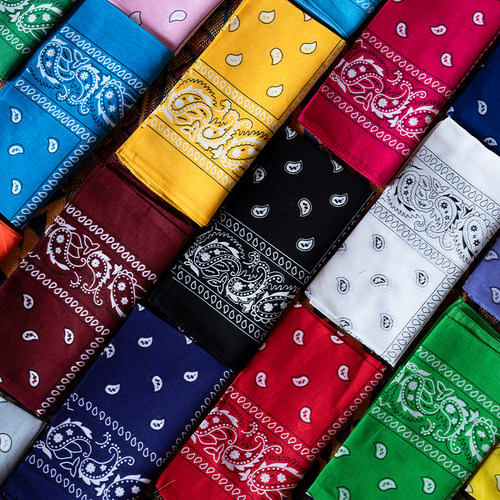 hiphop纯棉腰果花头巾复古发带