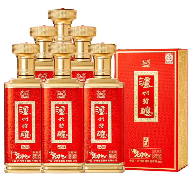 四川泸州特酿品藏浓香型白酒500ML*6瓶整箱礼盒装喜宴用酒