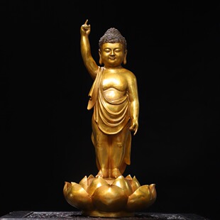 大号太子沐浴佛释迦牟尼纯铜鎏金家居佛堂供奉装饰工艺品桌面摆件