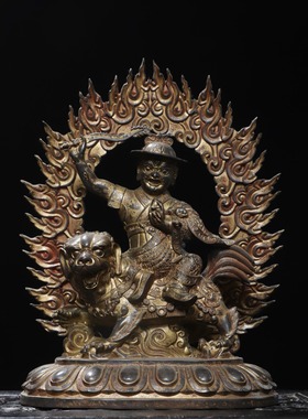 藏传式密宗加厚大号纯铜多杰雄登供奉佛像摆件俱力护法神多杰雄天