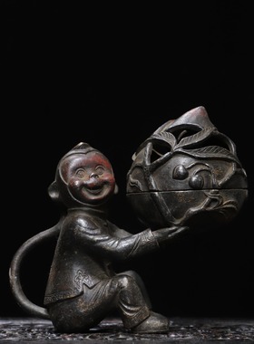 动物香薰炉黄铜拓金瑞兽炉狮子熏香炉家居佛堂桌面装饰品复古摆件