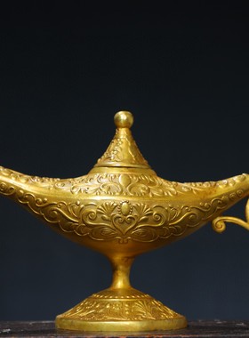 阿拉丁神灯摆件复古工艺品合金创意俄罗斯客厅书房家居祈福许愿灯