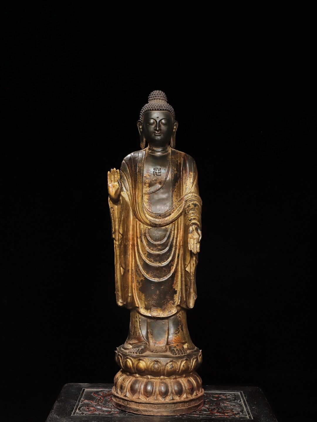 站阿弥陀佛像纯铜拓金复古藏传密宗家居用佛堂供奉装饰工艺品摆件