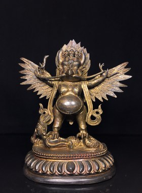 纯铜大鹏鸟摆件金翅大鹏仿古佛像雷震子护法雷公神像供奉装扮用品
