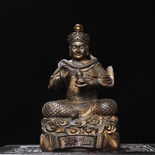 蟒仙真身纯铜黄拓金神佛像蛇蟒像体家用客厅桌面堂口装饰复古摆件