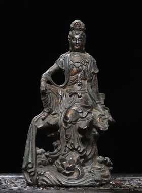 自在观音菩萨佛像黄铜仿古铜器家居佛堂供奉装饰品桌面工艺品摆件