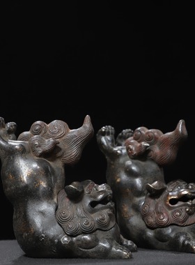 动物香薰炉黄铜拓金瑞兽炉狮子熏香炉家居佛堂桌面装饰品复古摆件