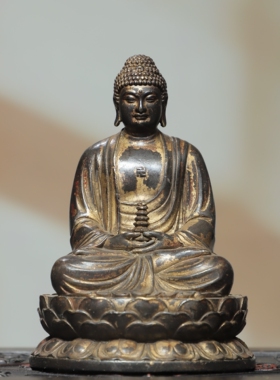 仿古纯黄铜器药师佛神像供奉药师琉璃光如来摆件家居佛堂供奉装饰