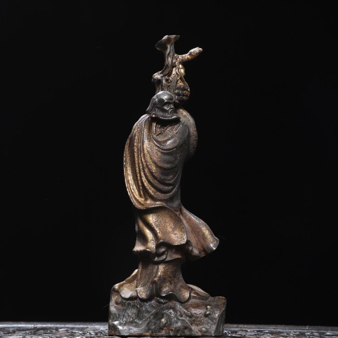 达摩祖师黄铜鎏金拓金仿古铜器佛像家居用佛堂供佛桌面装饰品摆件