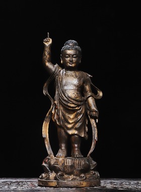 太子佛像浴佛纯黄铜器雕摆件工艺释迦牟尼佛浴佛家居佛堂供奉装饰