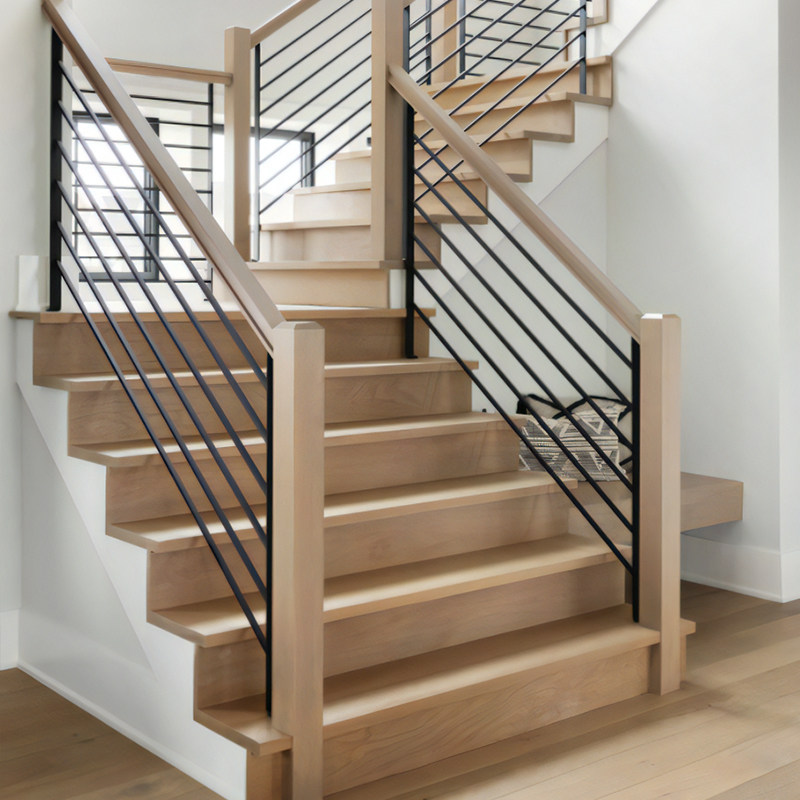 楼梯扶手简约现代实木楼梯扶手别墅阳台护栏家用铁艺楼梯栏杆阳台