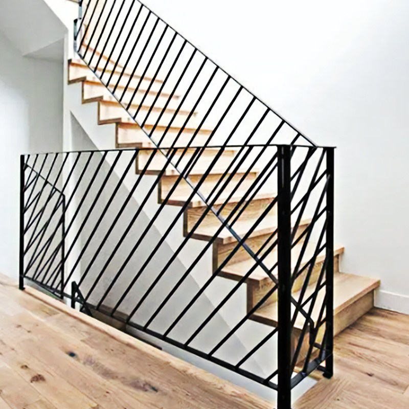 楼梯扶手复式别墅铁艺护栏现代轻奢简约木楼梯自建房家用楼梯扶手