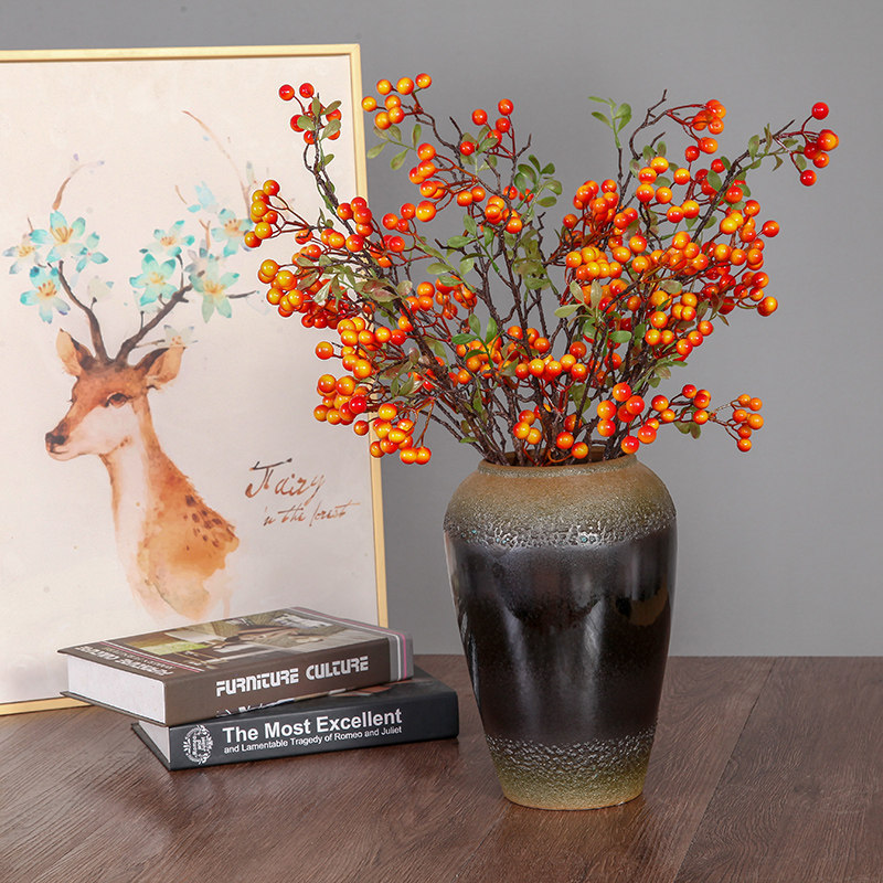 冬青仿真小浆果仿真果子绿植盆栽圣诞红果发财果红果仿真花植物